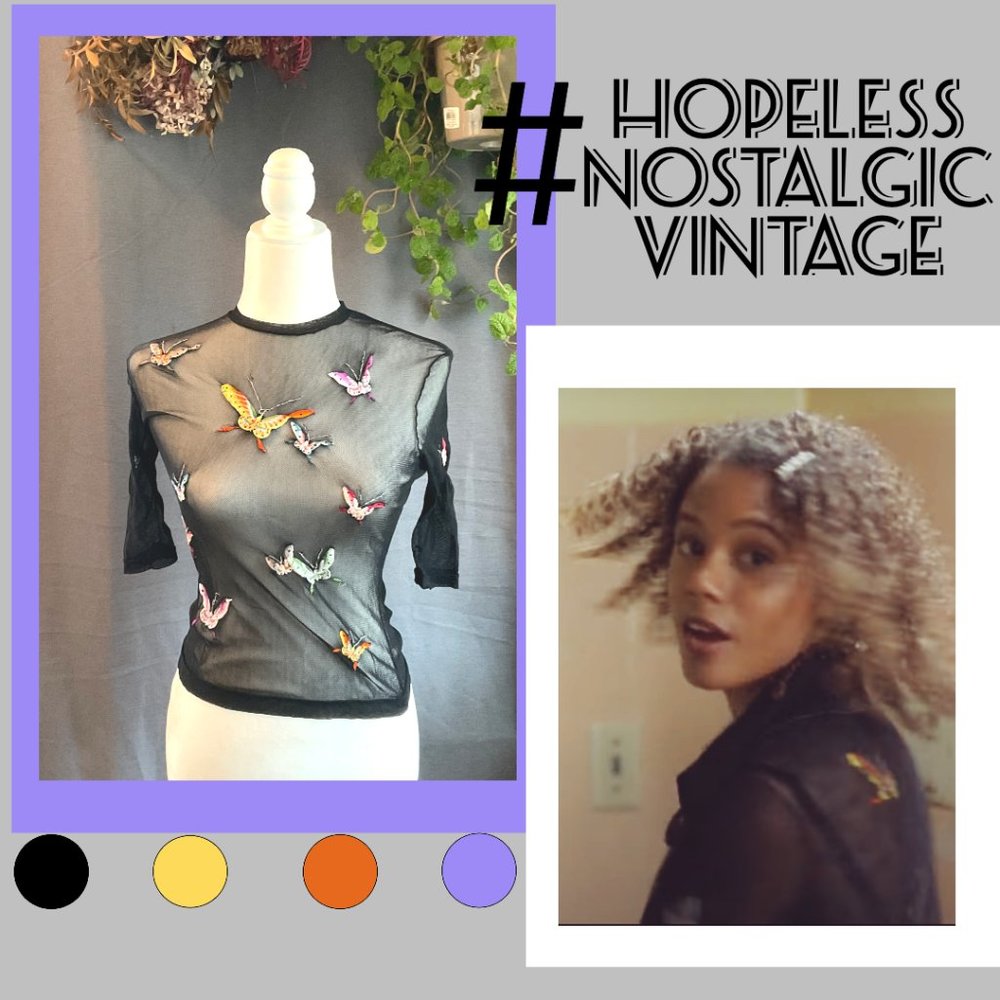 Sheer Vivienne Tam Butterfly Print top ASO Rochelle in The Craft